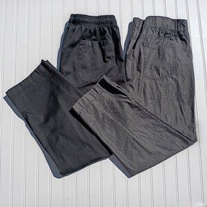 CHEF WORKS Casual Pants Mens XL 2XL Black Gray Elastic Waist Drawstring LOT OF 2